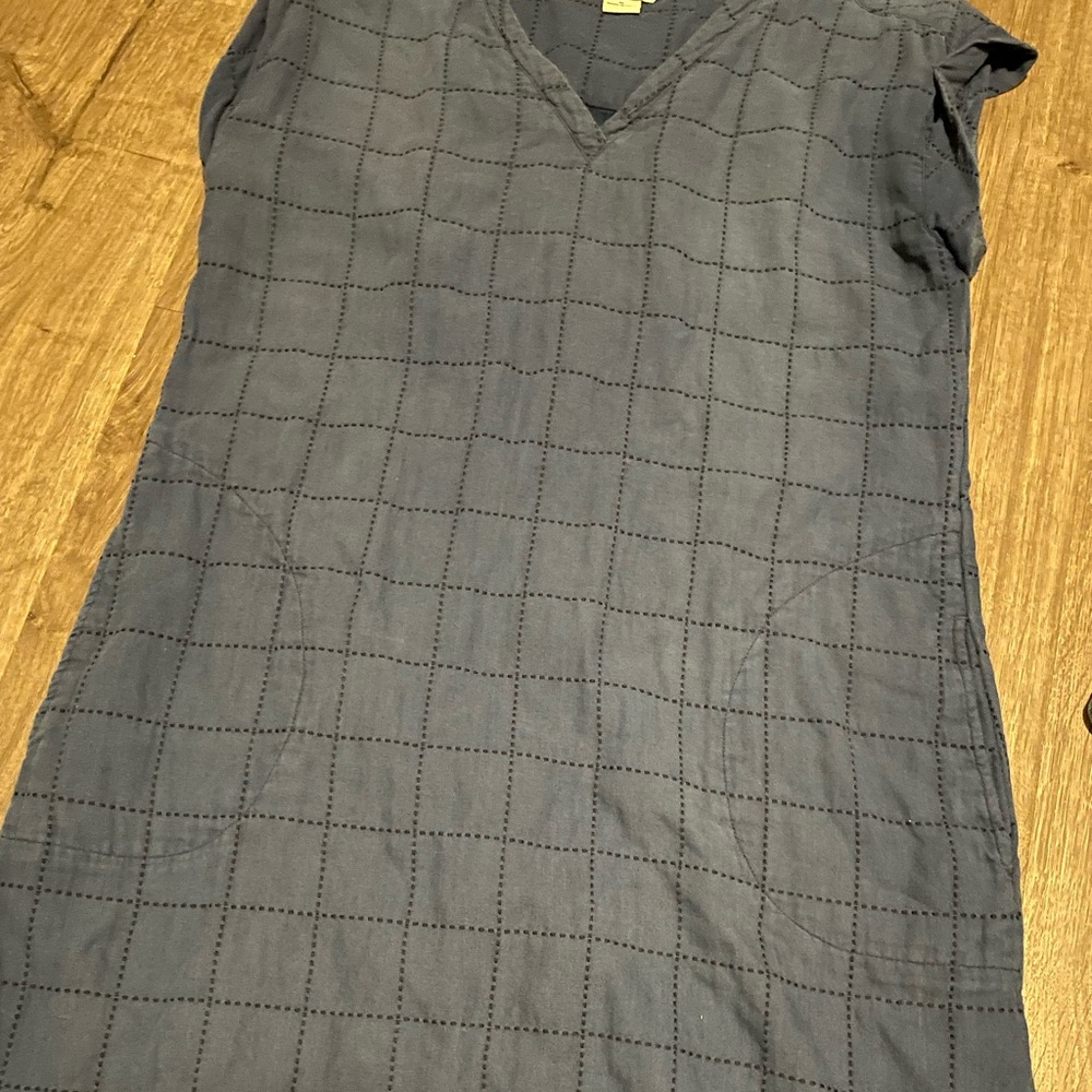 Bob Timberlake stitched plaid dress with freyed hem